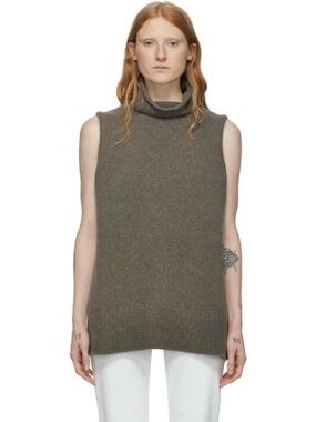 The Row Lenora Sleeveless Turtleneck Sweater in Dark Oak